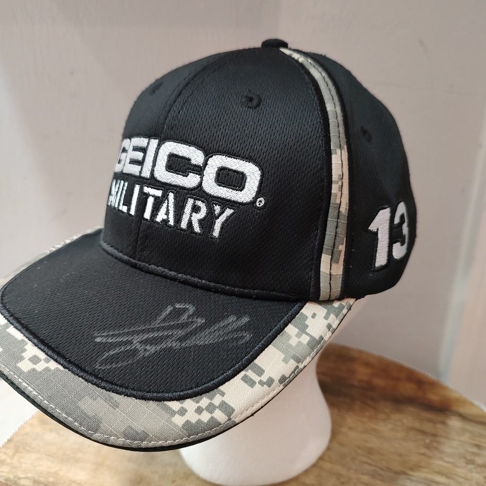 Ty Dillon Autographed NASCAR Hat GEICO Military #13 Germain Racing Signed‎ Camo